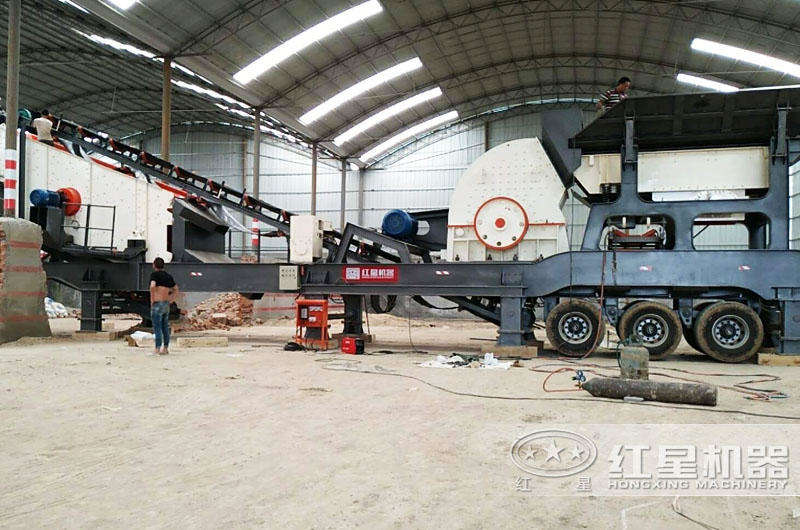 河北室内环保型全自动流动碎石打沙机生产线现场 河北室内环保型全自动流动碎石打沙机生产线现场